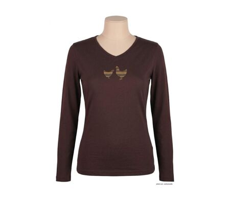 Tee-shirt MAYFLOWER NAPOLI4 chocolat à sérigraphie poule : confort naturel et style authentique