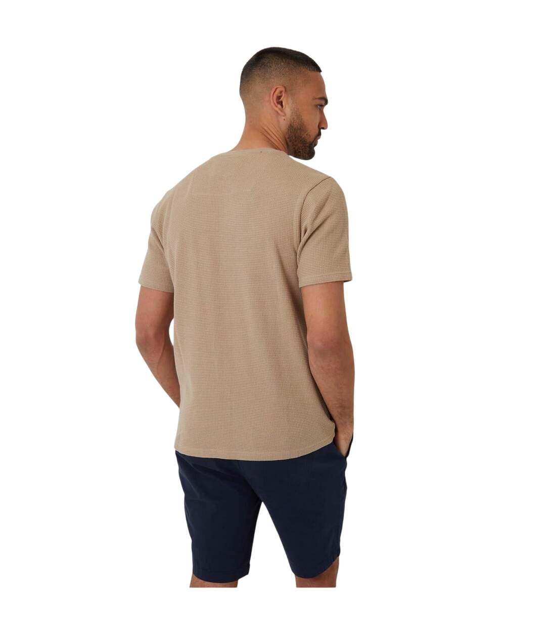 T-shirt Motif/style Quadrillage Homme Beige Gris Threadbare-3