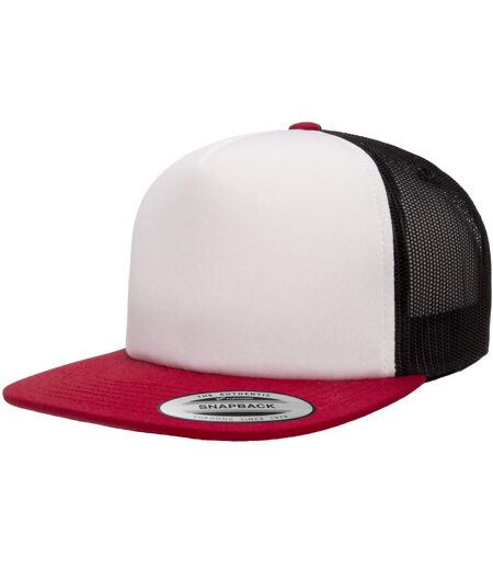 Casquette de camionneur adulte rouge / blanc / noir Flexfit