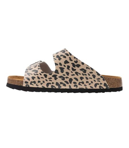 Sandales À Boucles Ajustables Motif/style Imprimé Léopard Mia Femme Beige Noir Regatta