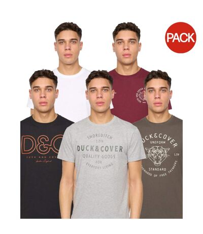 Pack of 5  Mens corsure assorted designs t-shirt  multicoloured Duck and Cover