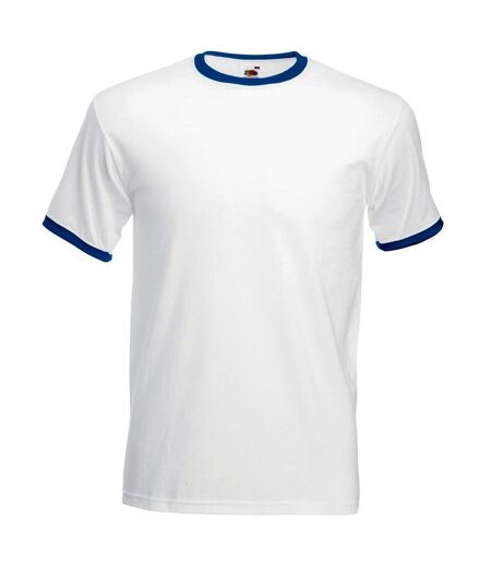 Fruit Of The Loom Mens Ringer Short Sleeve T-Shirt (White/Royal Blue)