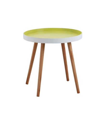 Table d'appoint ronde en bois et MDF laqué vert anis