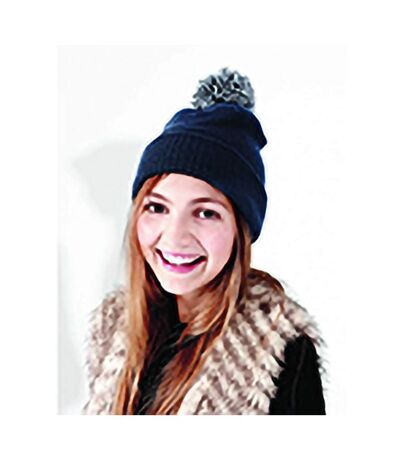 Beechfield Junior Snowstar Duo Winter Beanie Hat / Schoolwear (French Navy/Light Grey) - UTRW199