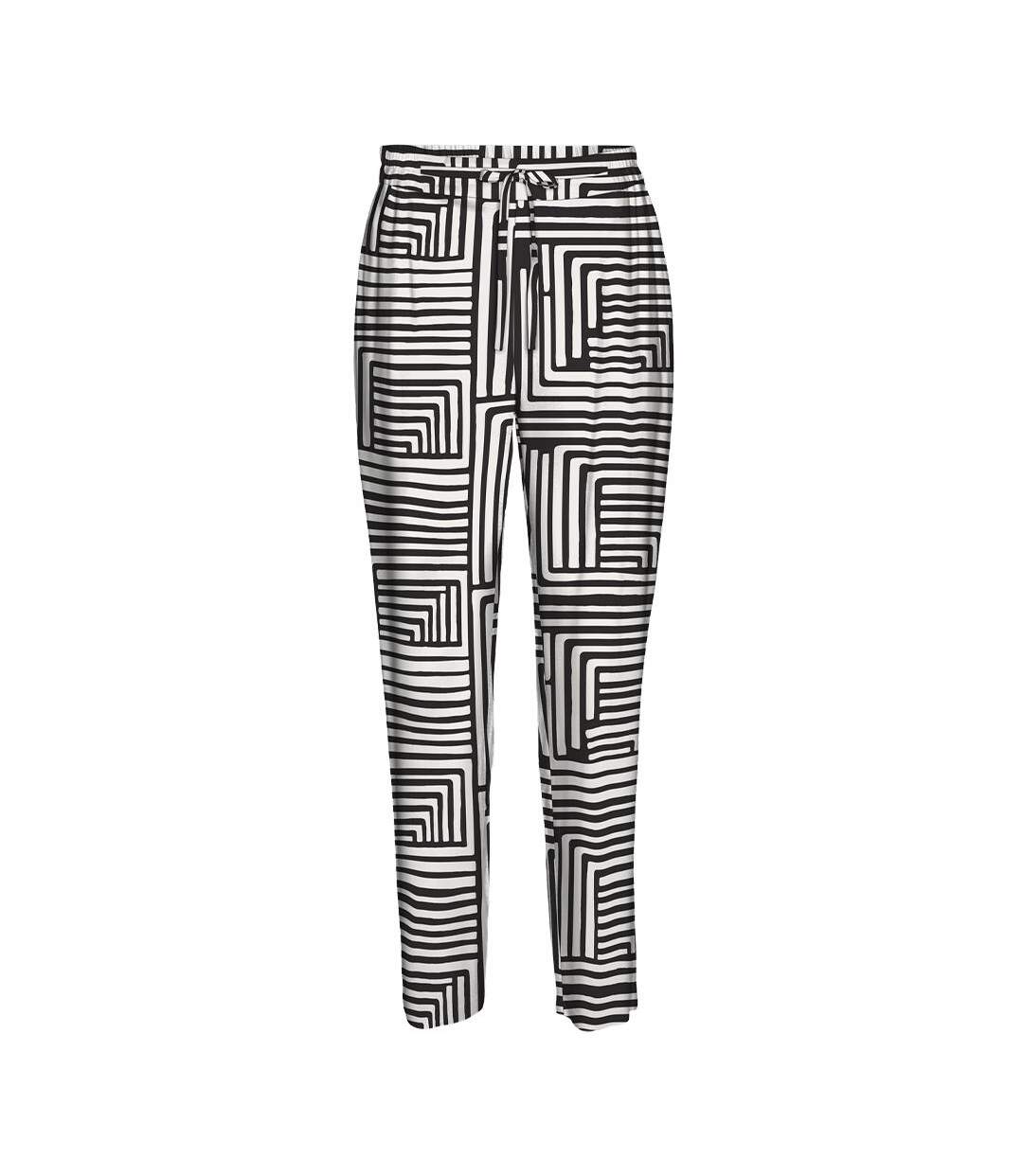 Pantalon fluide noir/blanc femme vero moda  joy - l-1