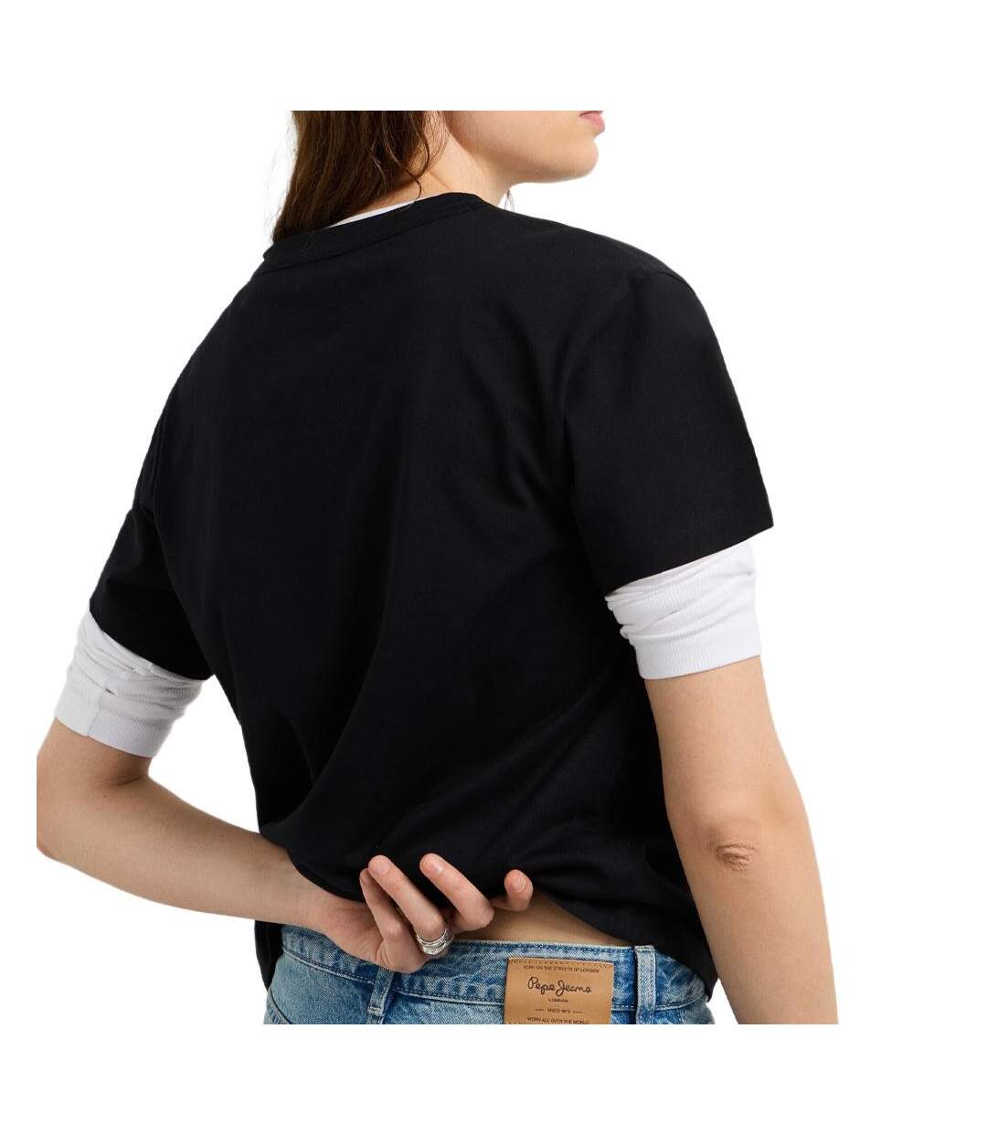 T-Shirt noir femme pepe jeans bema-2