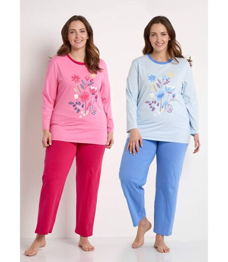 Pyjama coton motif manches longues - lot de 2
