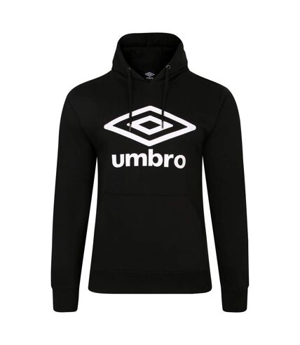Umbro Mens Team Stacked Logo Hoodie (Black/White)