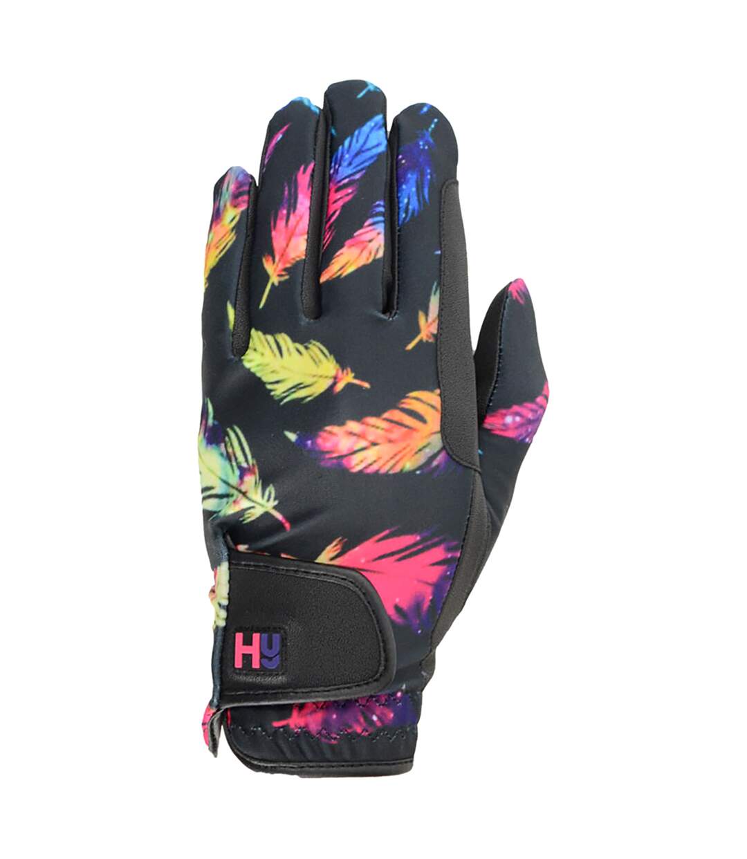 Hy5 Gants d'équitation unisexes légers et imprimés (Noir/Rose vif/Violet) - UTBZ3165