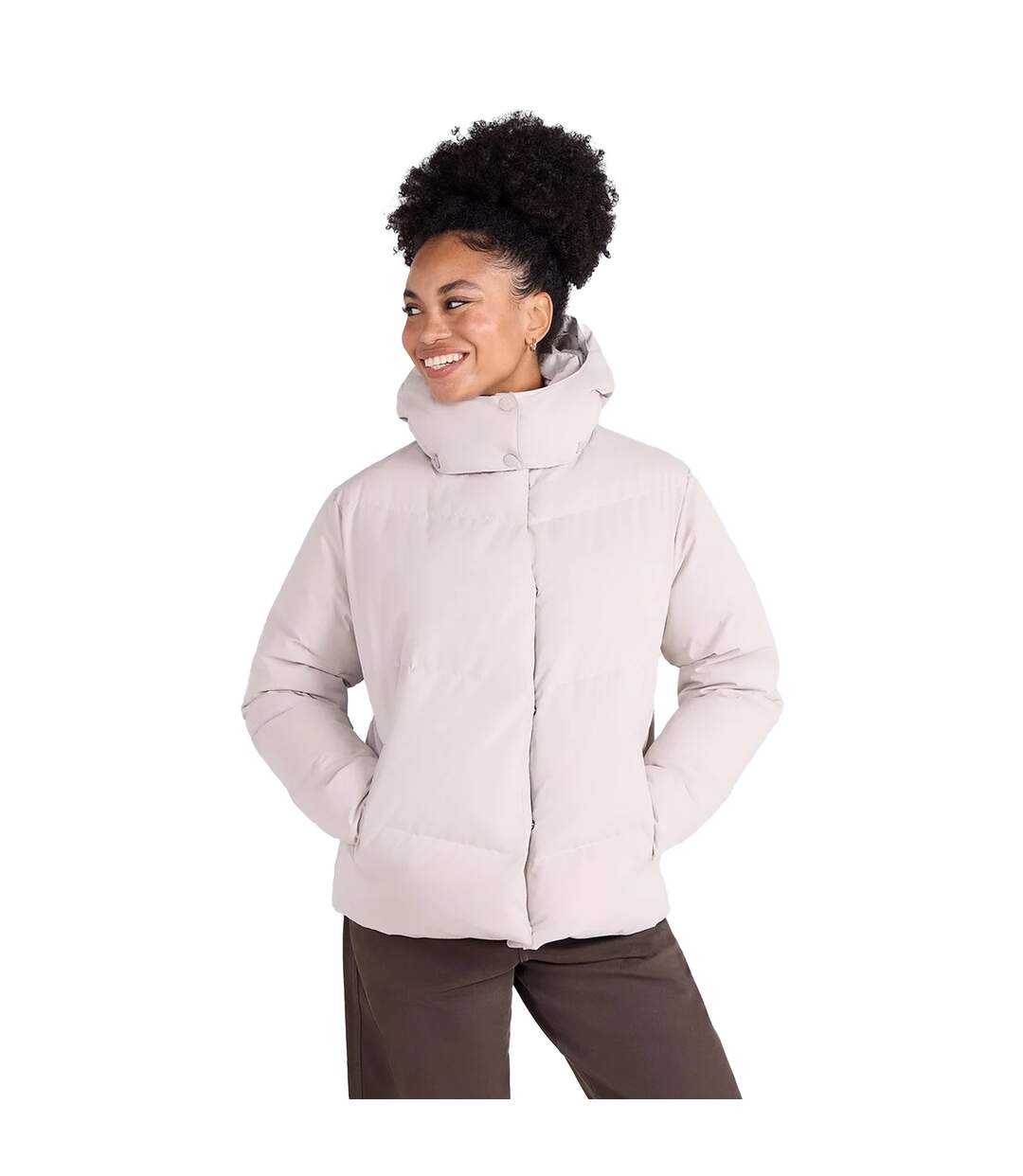 Womens/ladies Tess Cropped Down Jacket Cream Animal-4