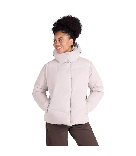 Womens/ladies Tess Cropped Down Jacket Cream Animal