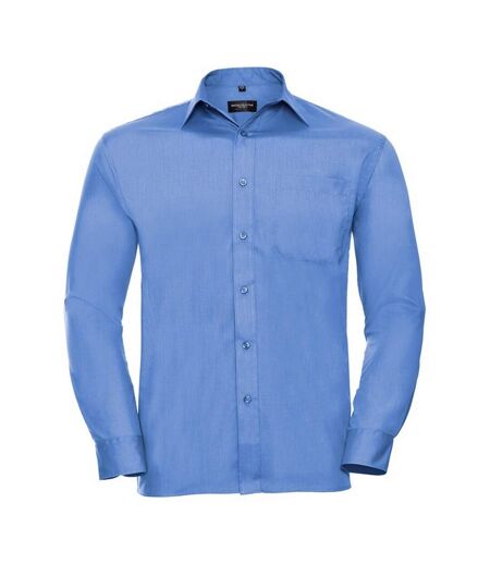 Russell Collection Mens Poplin Easy-Care Long-Sleeved Shirt (Corporate Blue)