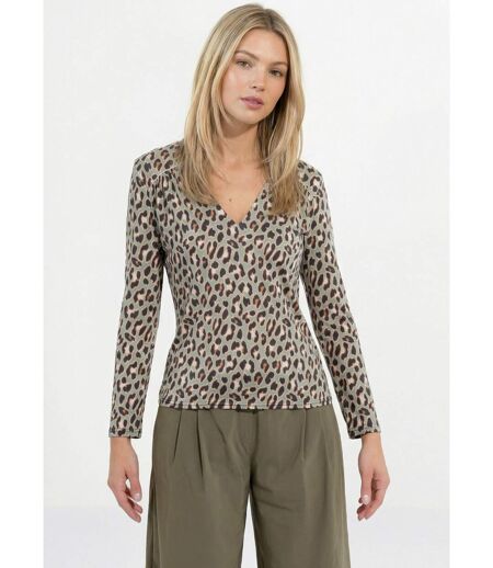 T-shirt ample col V manches longues
