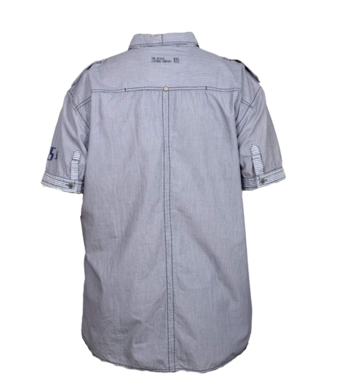 Chemise Homme Manches Courtes Bleue à Fines Rayures-2