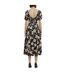 Robe Mi-longue Manches Bouffantes Motif/style Floral Gillian Femme Noir Blanc Bardot-3