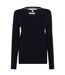 Womens/ladies Cotton V Neck Sweater Top Navy Tommy Hilfiger-2
