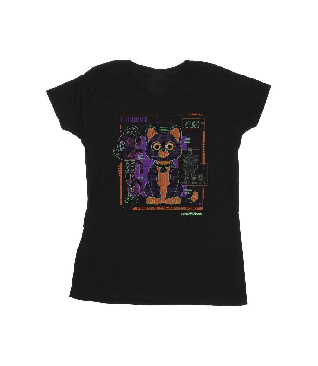 Disney T-shirt en coton technique Lightyear Sox Femme/Femme (Noir) - UTBI29051-1