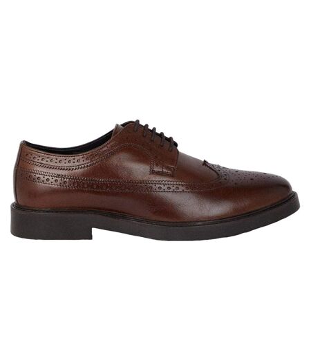 Burton Mens Leather Brogue Detailing Derby Shoes (Brown) - UTBW1255