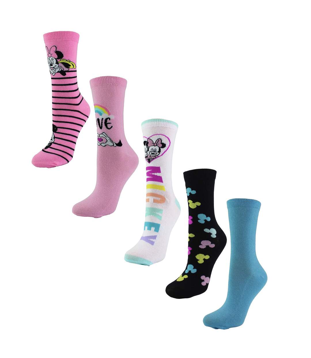 Ladies 5 Pairs Minnie Mouse Socks | Cute Novelty Disney Mickey Mouse Socks-3