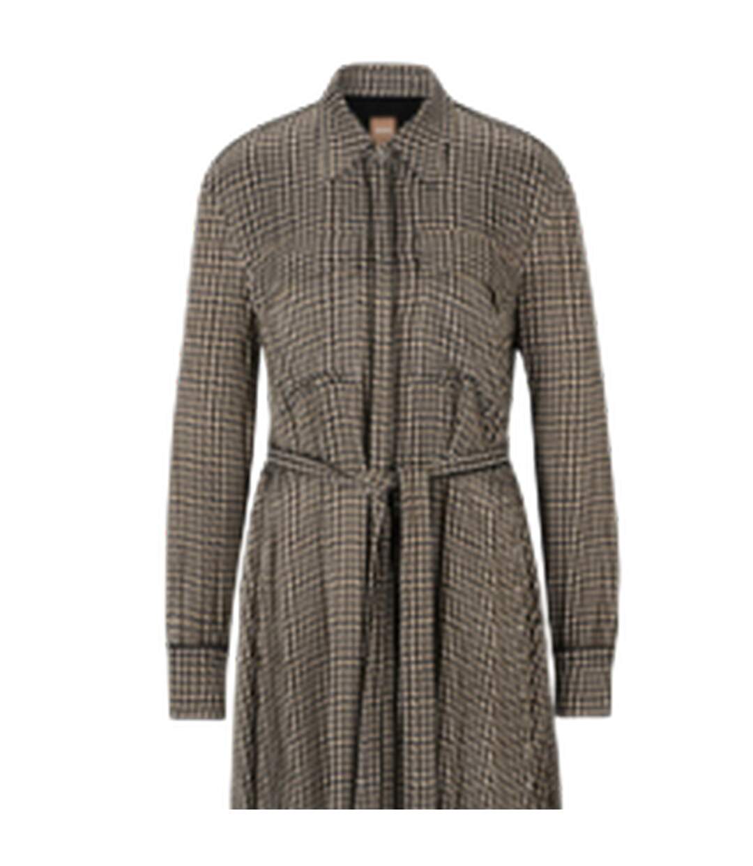 Robe Chemisier Mi-longue Davivio Femme Marron Noir Boss-2