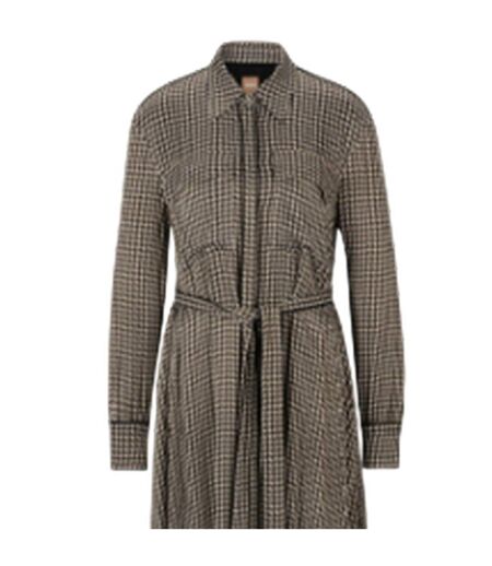 Robe Chemisier Mi-longue Davivio Femme Marron Noir Boss