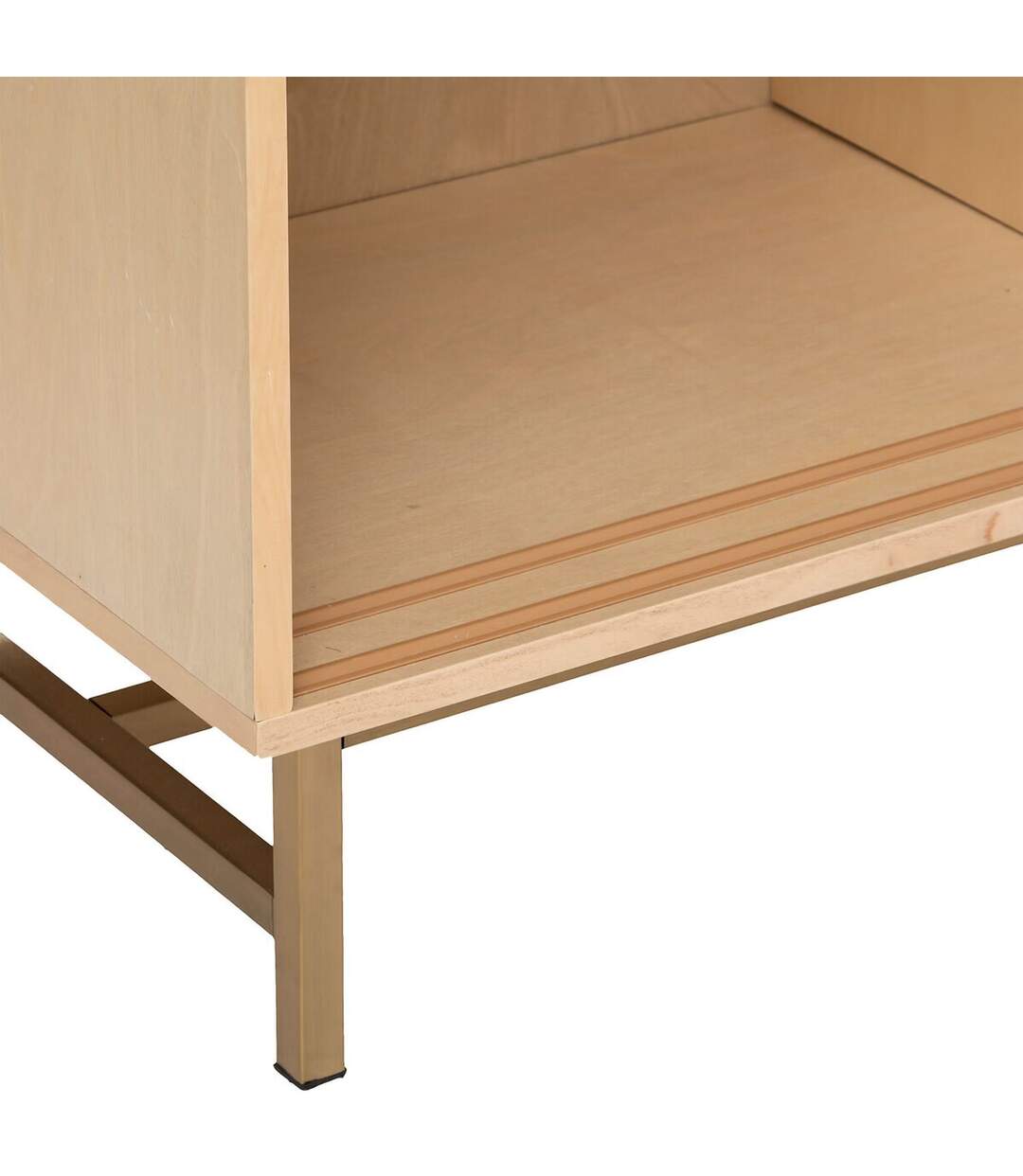 Meuble TV 1 porte en bois et cannage RAYO - Beige-4