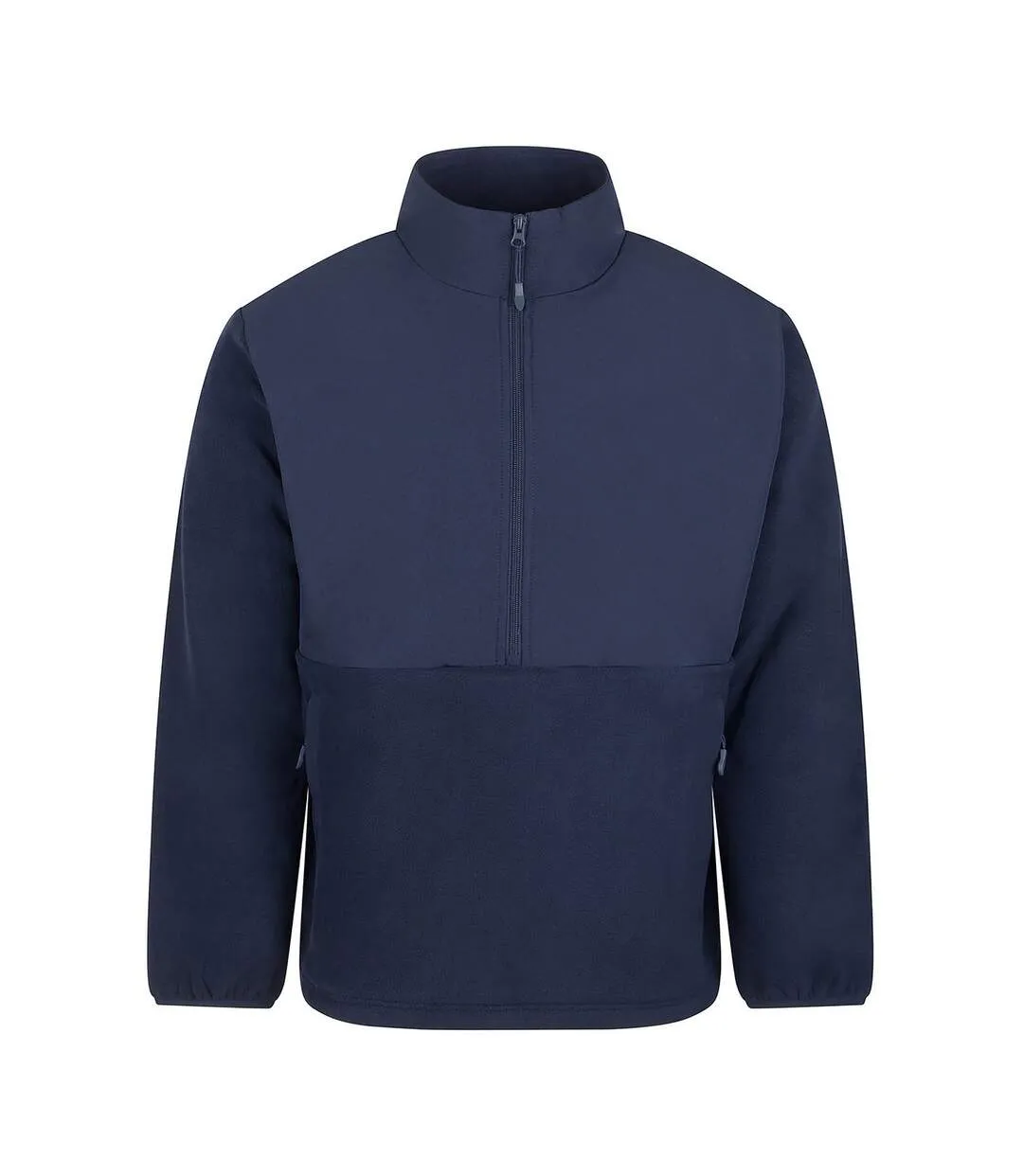 Mens Microfleece Half Zip Fleece Top Navy Front Row-1