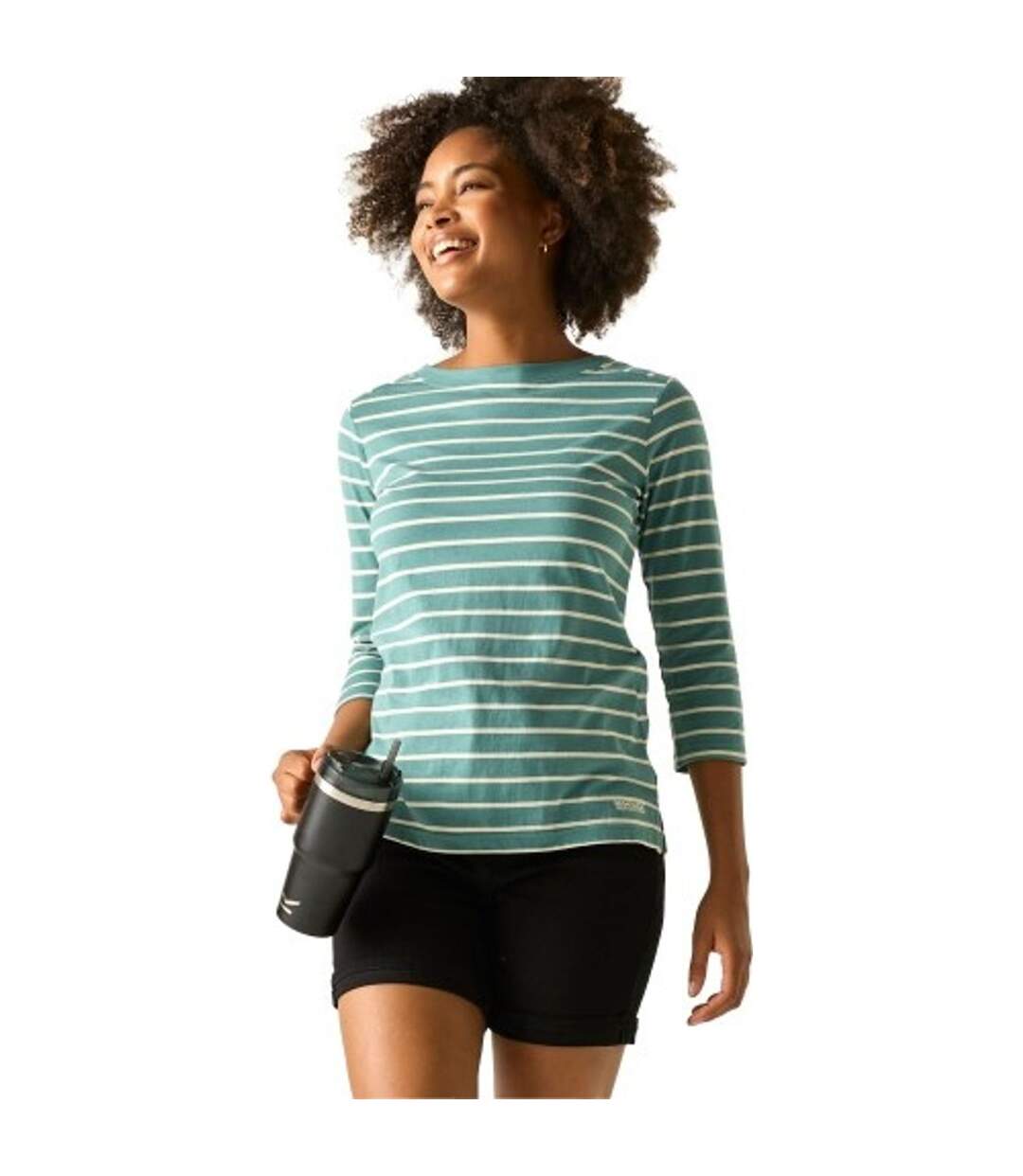 T-shirt Motif/style Rayé Baylette Femme Turquoise Pastel Blanc Cassé Regatta-1