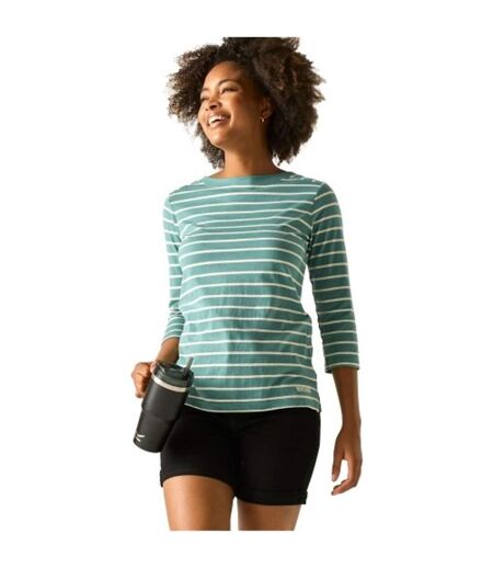T-shirt Motif/style Rayé Baylette Femme Turquoise Pastel Blanc Cassé Regatta