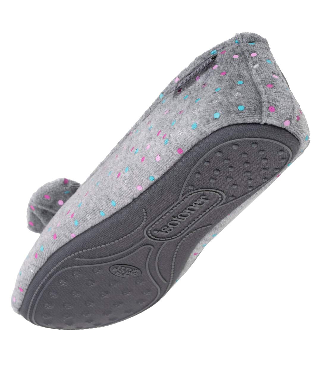 Isotoner Chaussons Ballerines femme velours semelle ultra souple mousse à mémoire forme-5