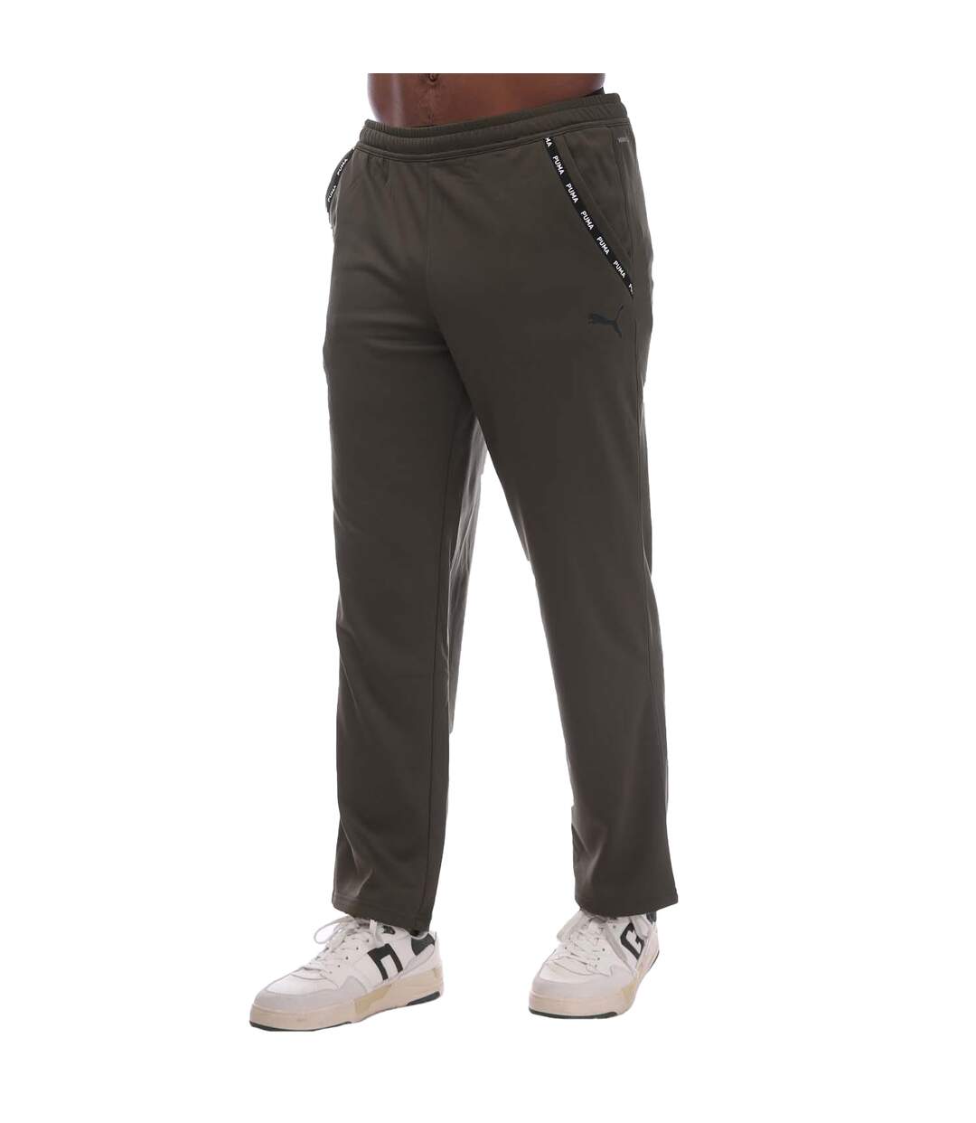 Mens Pwrfleece Tapered Leg Jogging Bottoms Olive Puma-1