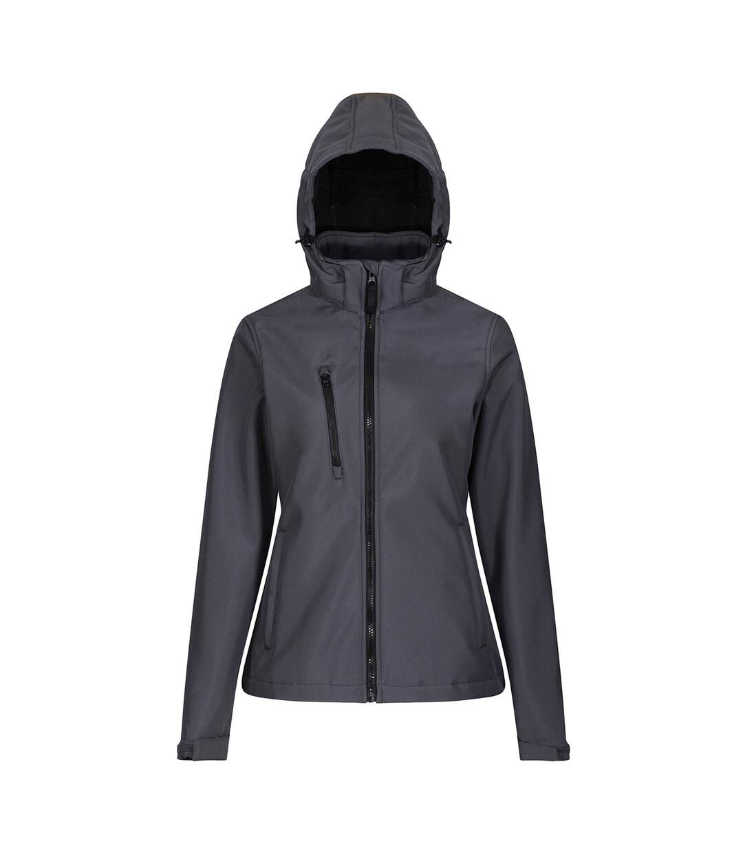 Womens/ladies Venturer 3 Layer Hooded Soft Shell Jacket Seal Grey Black Regatta-1