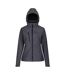 Womens/ladies Venturer 3 Layer Hooded Soft Shell Jacket Seal Grey Black Regatta-1