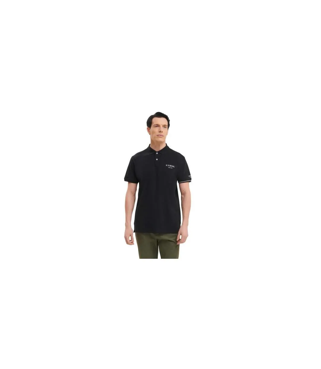 Mens Cotton Blend Polo Shirt Classic Black Ice Iceberg-1