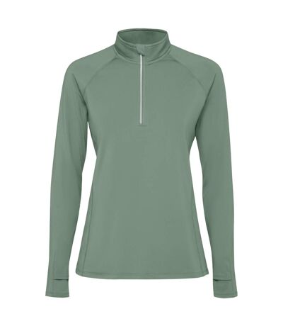 Womens/ladies estambul quarter zip long-sleeved sweatshirt laurel green Roly