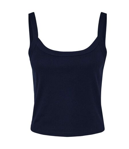 Womens/ladies Micro-rib Strappy Tank Top Solid Navy Bella + Canvas