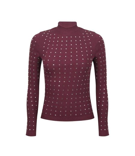 Womens/ladies Diamante Ribbed Track Top Fig Biba