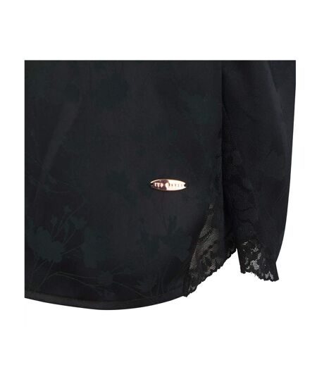 Womens/ladies Leah Jacquard V Neck Sleeveless Pyjama Top Black Ted Baker