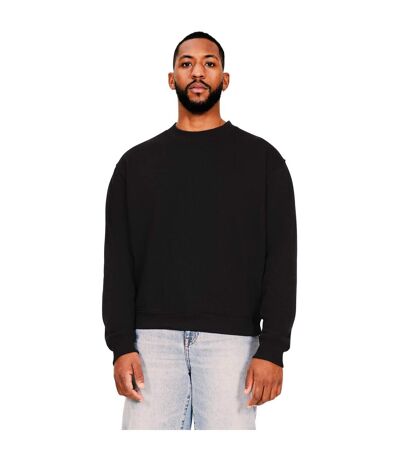 Casual Classics Mens Ringspun Cotton Extended Neckline Oversized Sweatshirt (Black)