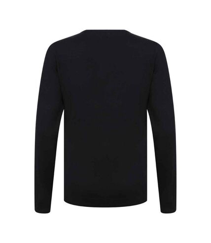 Henbury Womens/Ladies Cotton Acrylic V Neck Sweatshirt (Navy)