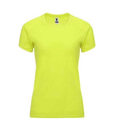 Womens/ladies bahrain short-sleeved sports t-shirt fluorescent yellow Roly