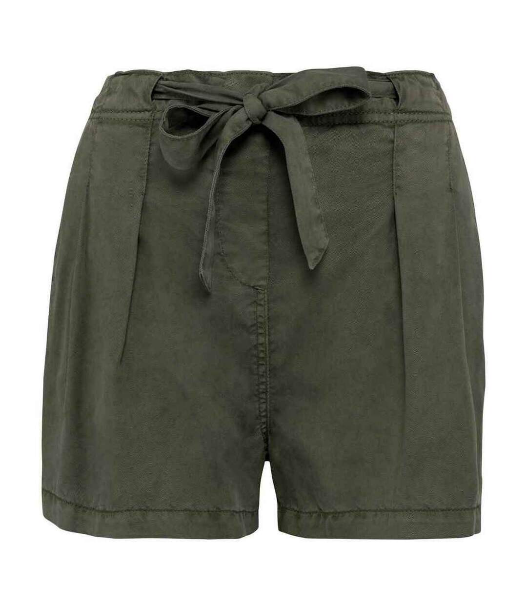 Womens/ladies tencel shorts washed organic khaki Spasso-1