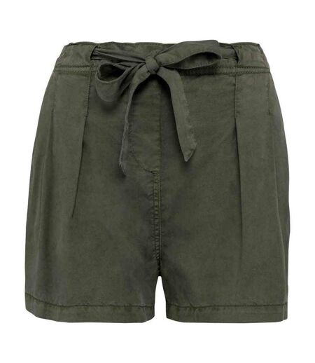 Womens/ladies tencel shorts washed organic khaki Spasso