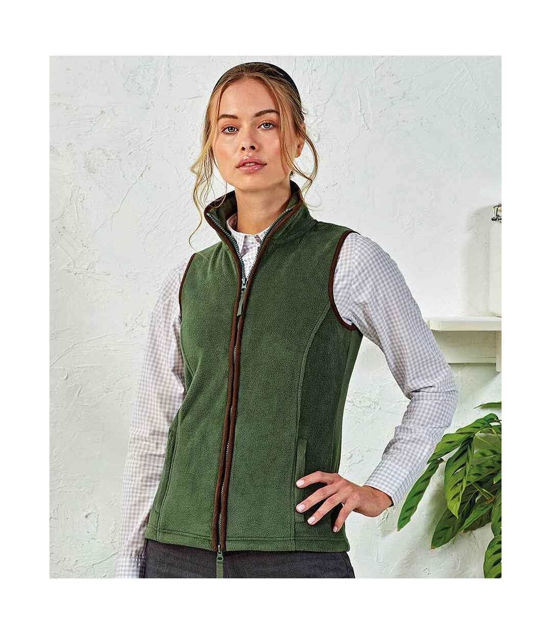 Veste sans manches artisan femme vert kaki foncé / marron Premier