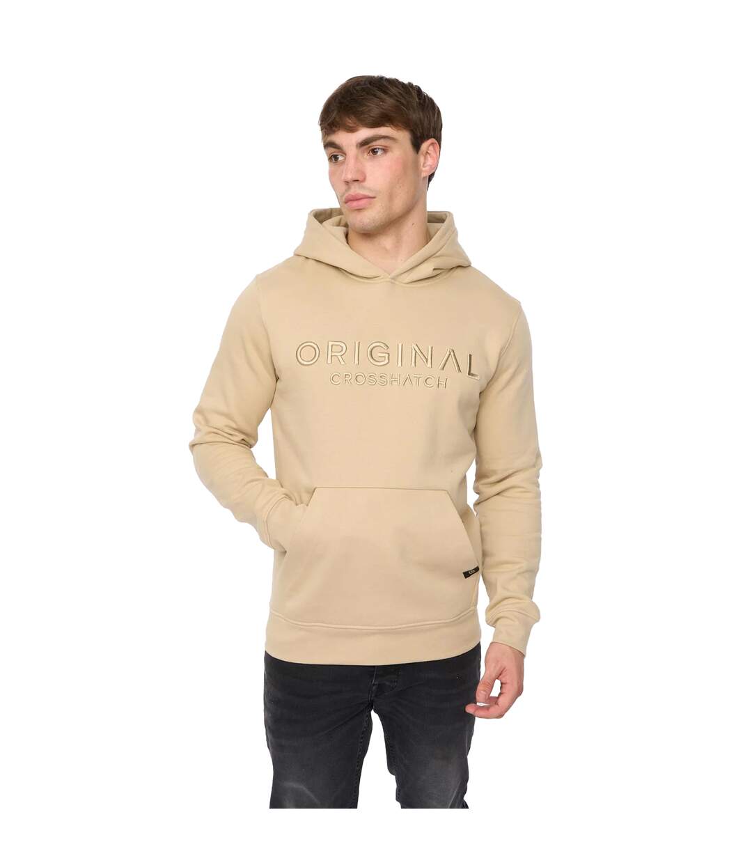 Sweat À Capuche Haromere Homme Beige Gris Crosshatch-2