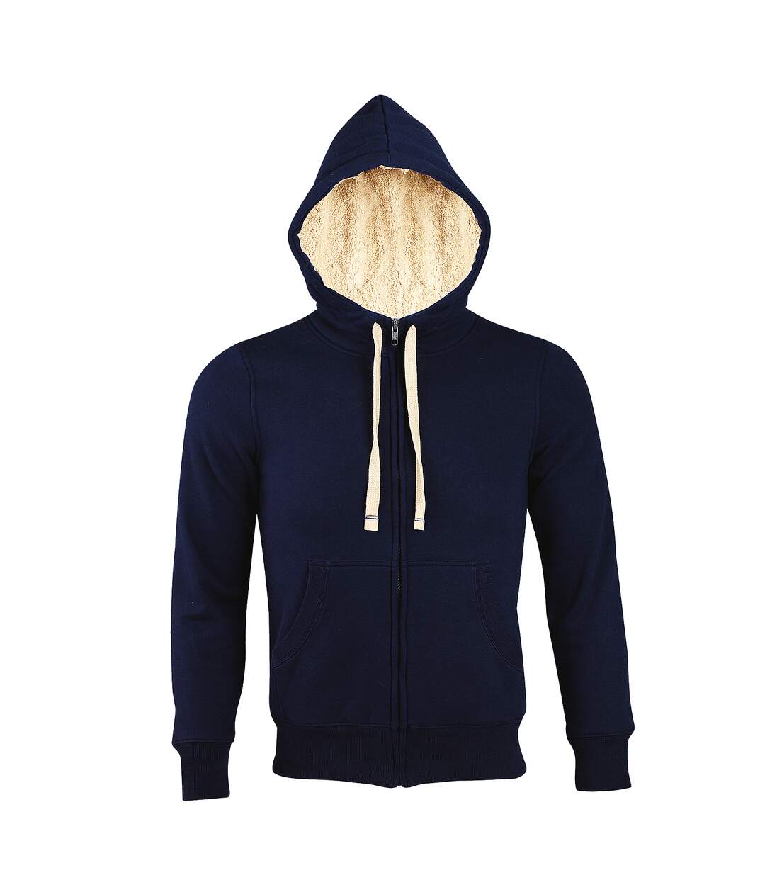 Sherpa sweatshirt à capuche et fermeture zippée homme bleu marine SOLS-1