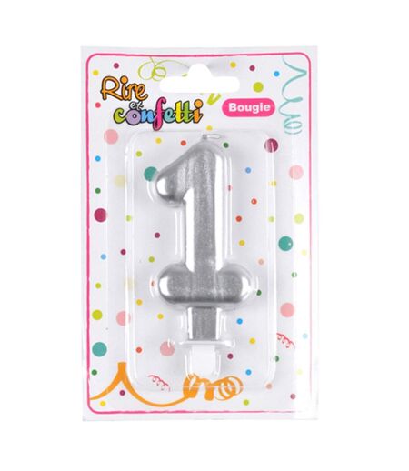 Bougie d'Anniversaire Chiffre 1 7cm Argent