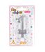 Bougie d'Anniversaire Chiffre 1 7cm Argent-2