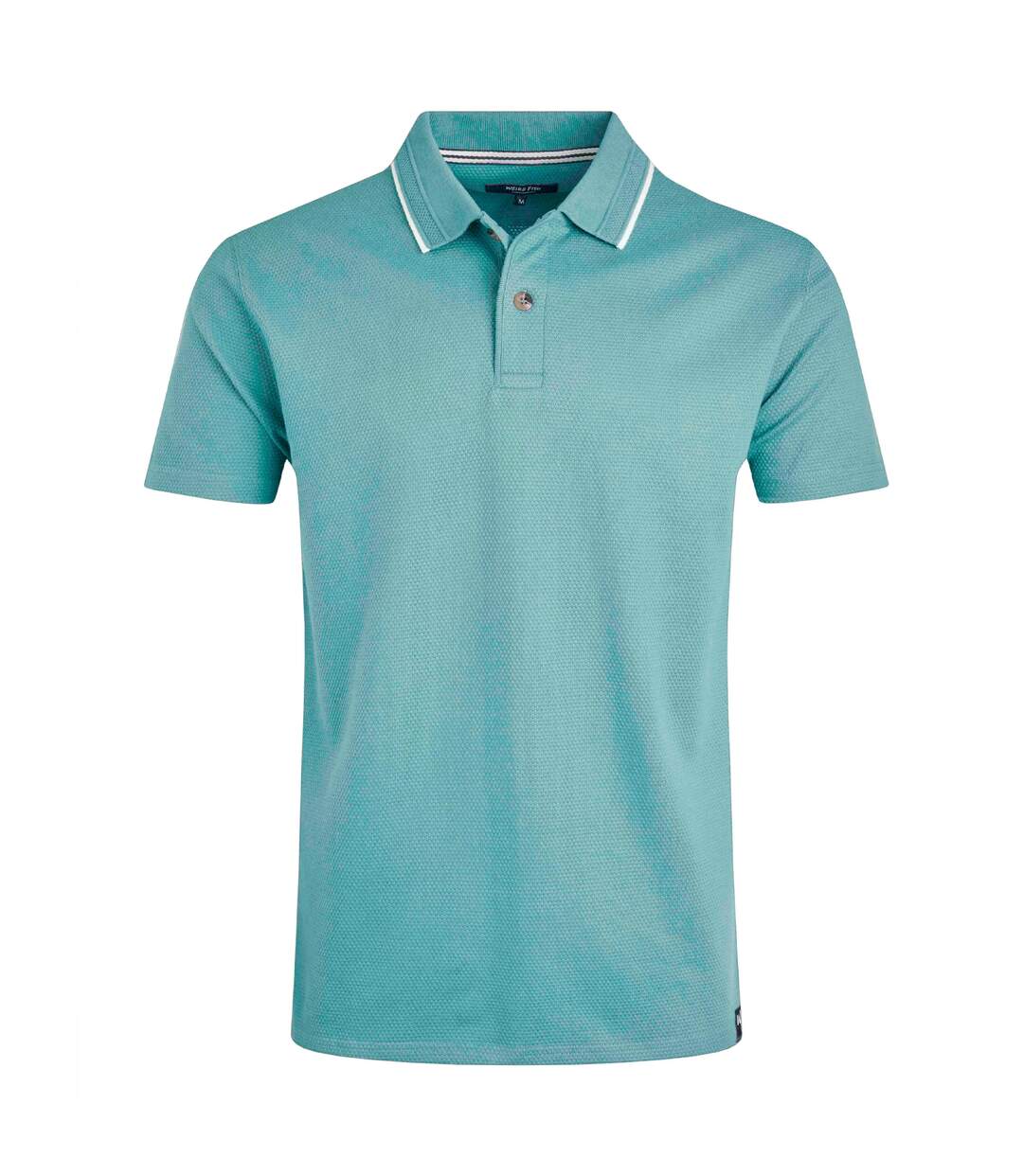 Mens powell organic cotton textured polo shirt mineral blue Weird Fish-1
