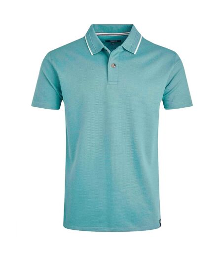 Mens powell organic cotton textured polo shirt mineral blue Weird Fish